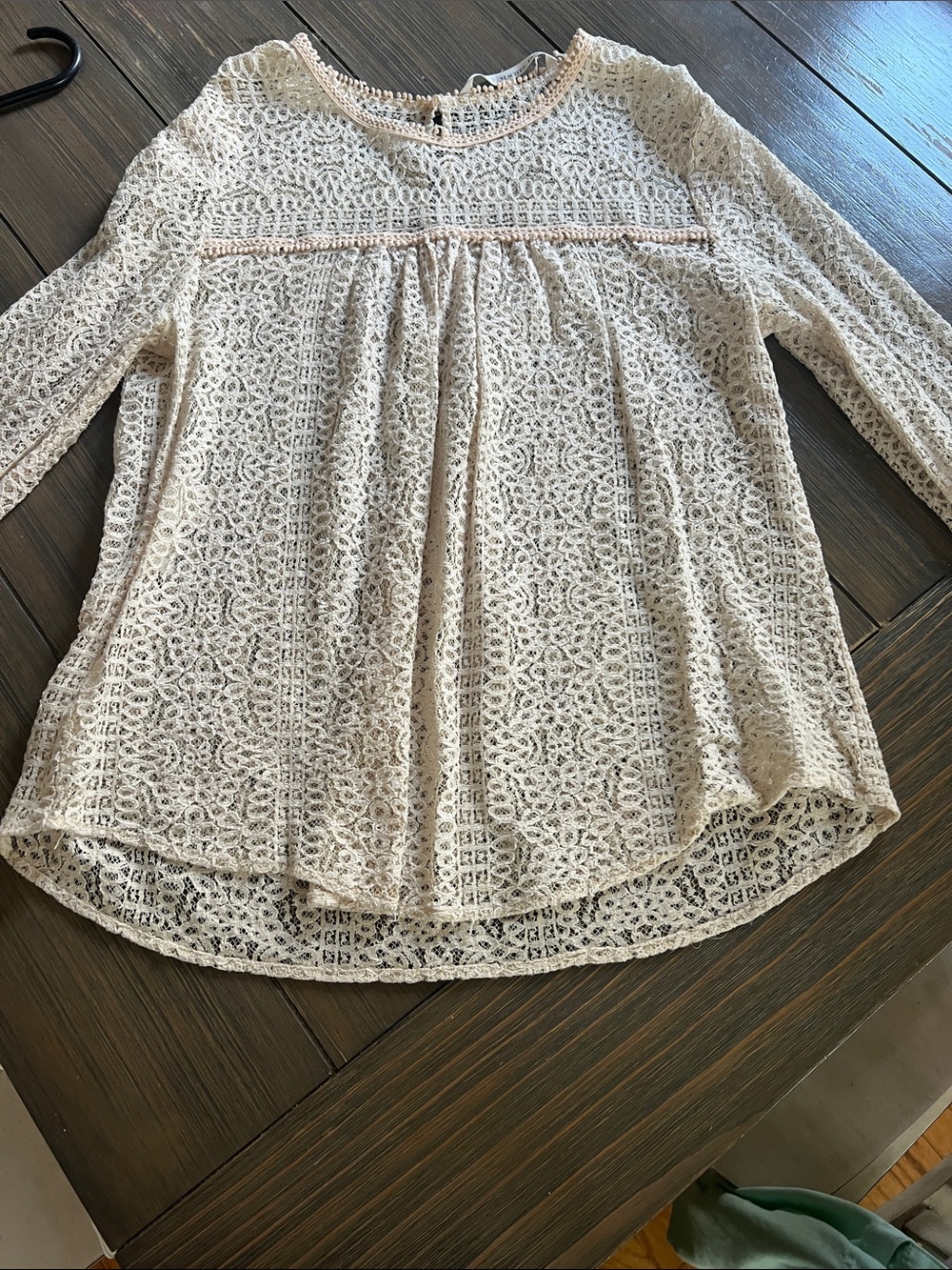 RACHEL Rachel Roy Cream Crochet Lace Long-Sleeve Blouse